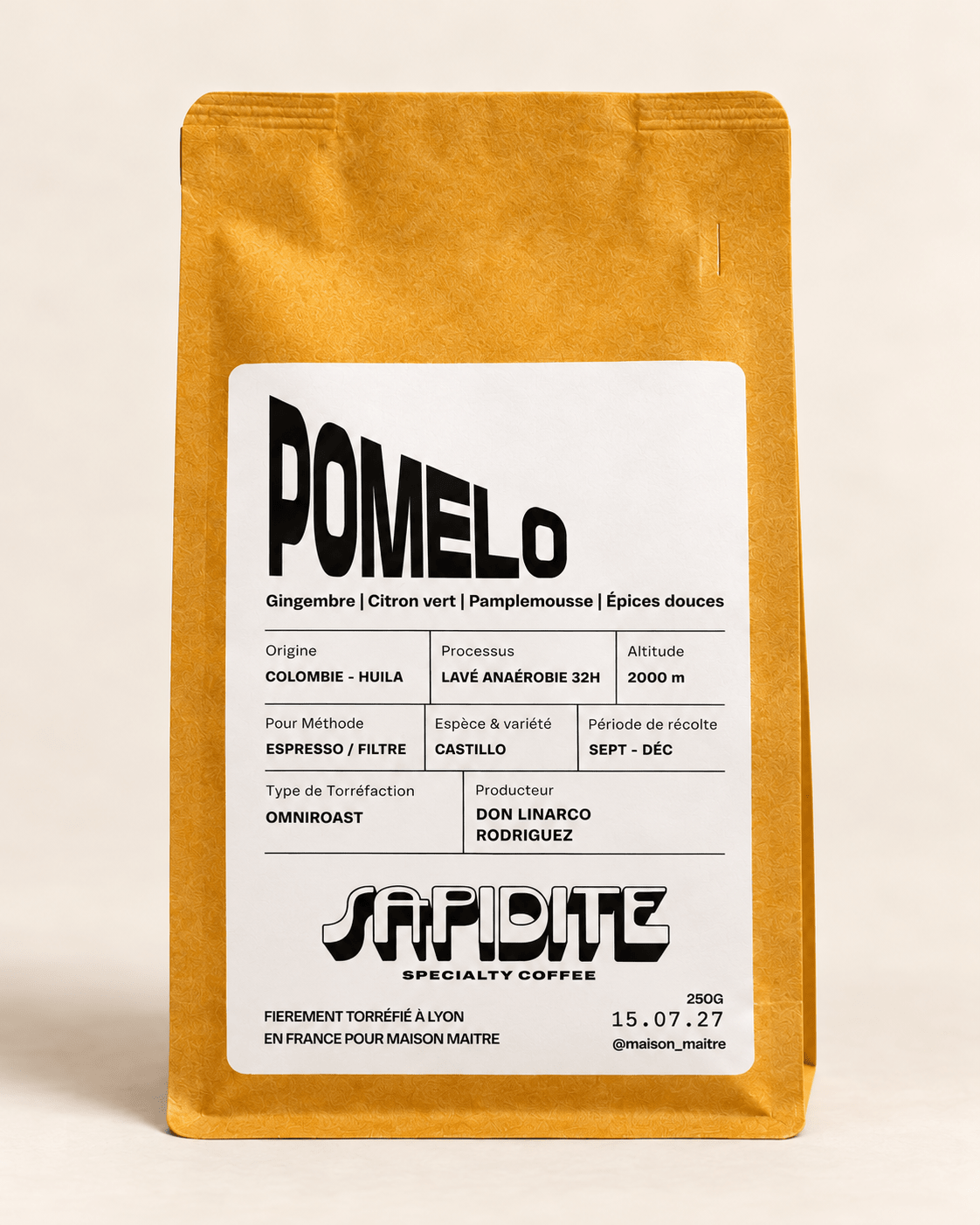 Pomelo — Café Colombie Huila 250 g | Sapidité - Maison Maitre